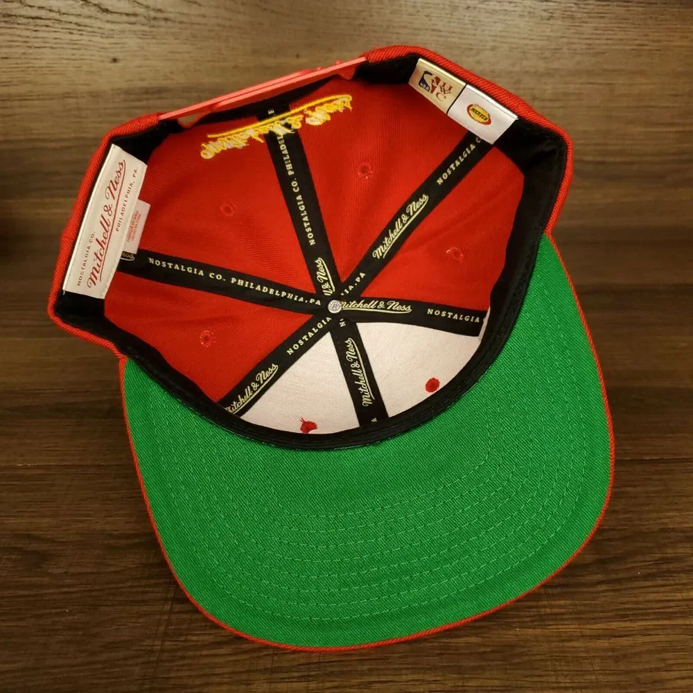 Houston Rockets Mitchell & Ness NBA Snapback‎ Cap Hat Embroidery Red Yellow NWT